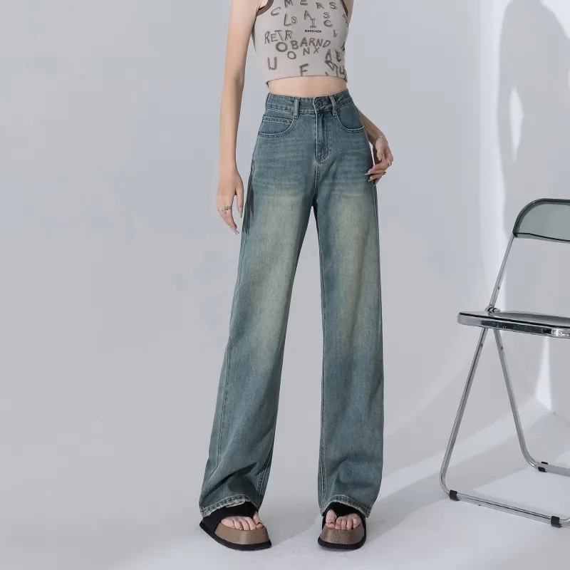 Menglaini Jeans Women's Vintage Blue Green-2