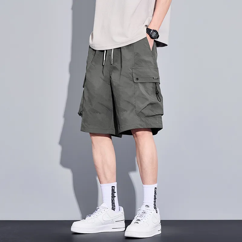 Menglaini Casual Shorts Unisex Army Green-1
