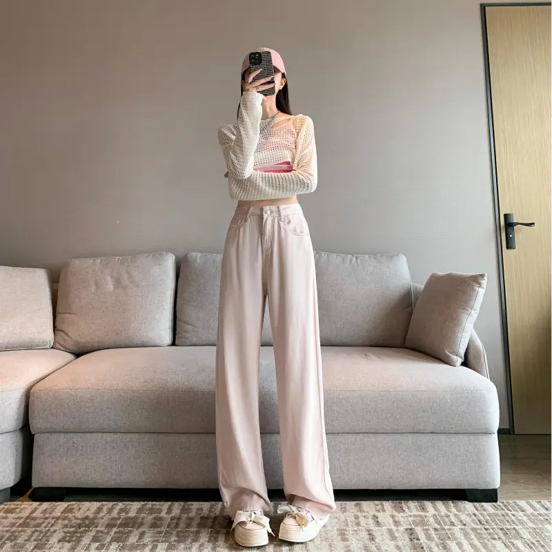 Menglaini Jeans Unisex Pink-4