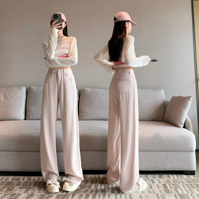Menglaini Jeans Unisex Pink-7