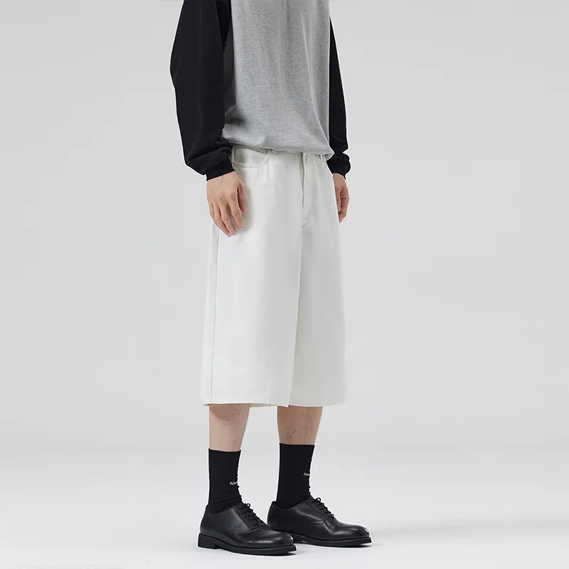 Menglaini Denim Shorts Unisex Ecru-4
