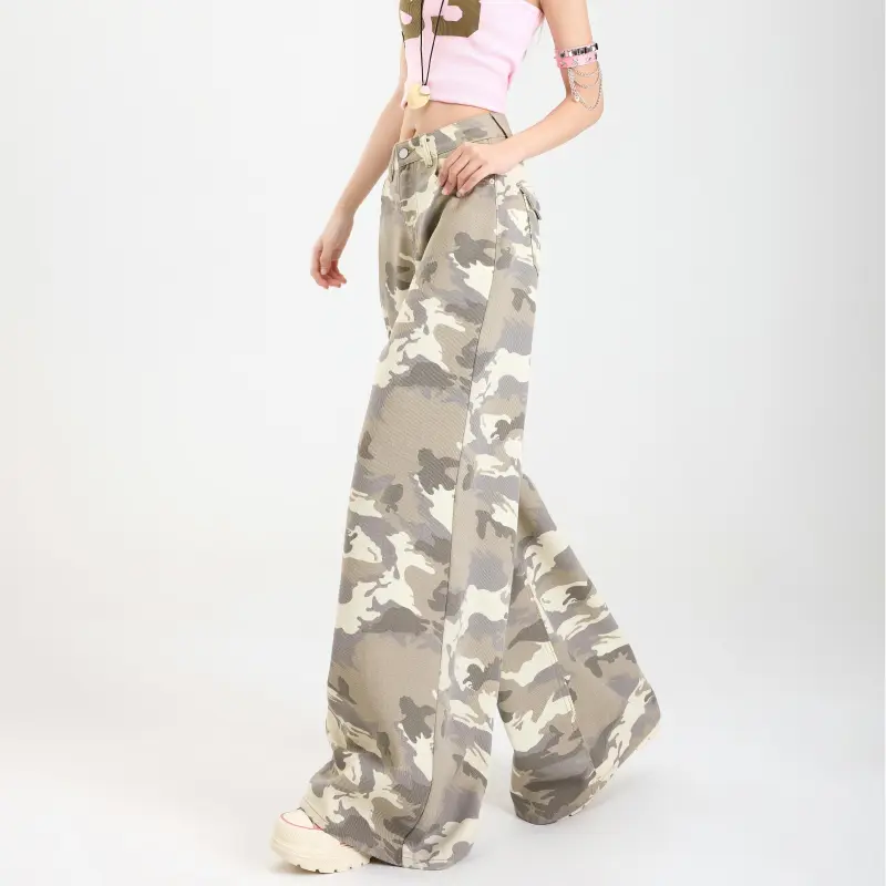 Menglaini Jeans Women's Camouflage-5