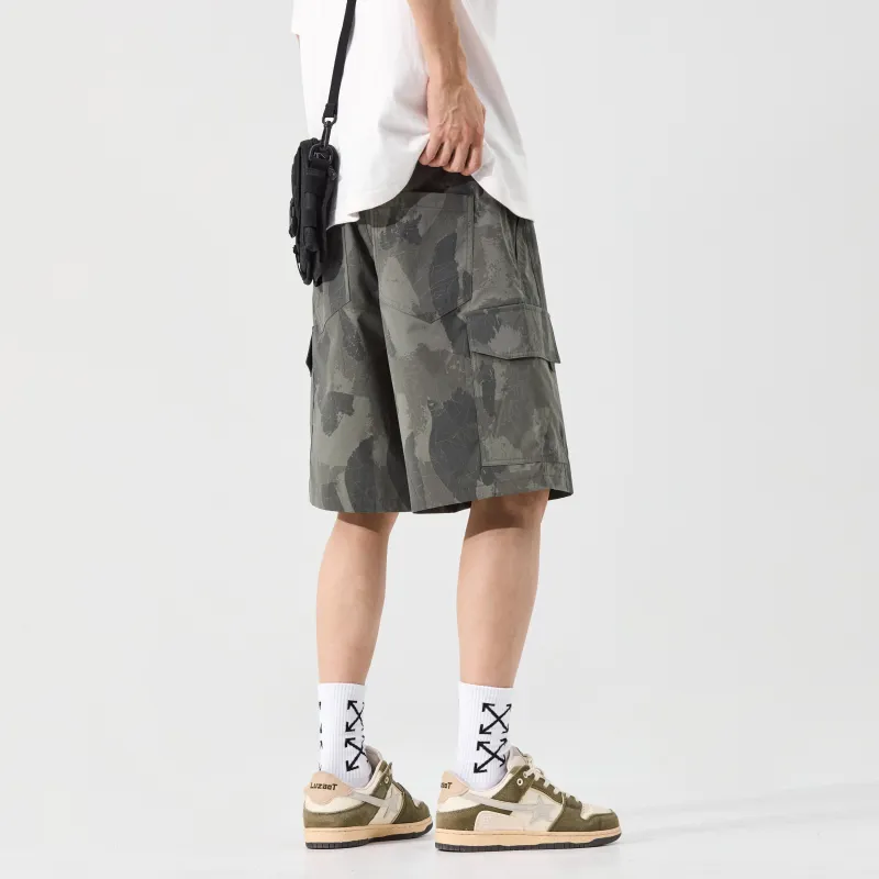 Menglaini Casual Shorts Unisex Army Green-4
