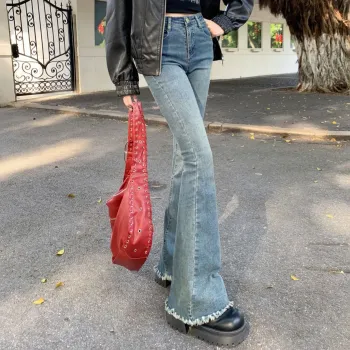 Menglaini Jeans Women's Black Gray Color