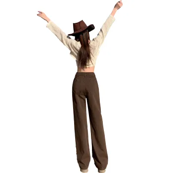 Menglaini Jeans Women's Dark Coffee