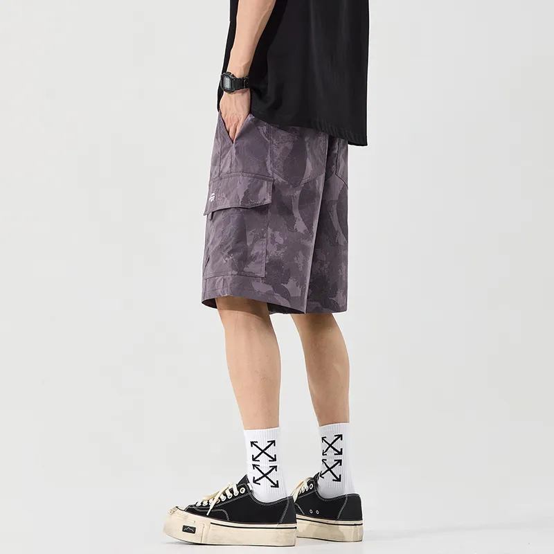 Menglaini Casual Shorts Unisex Purple Lightweight Breathable Knee Length Pants-3