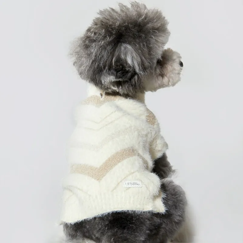 UFBemo Pet Costume, Pet Apparel Faux Sable Gold Threaded Sawtooth Lapel Sweater Gold Nugget Moonlight Translucent-1