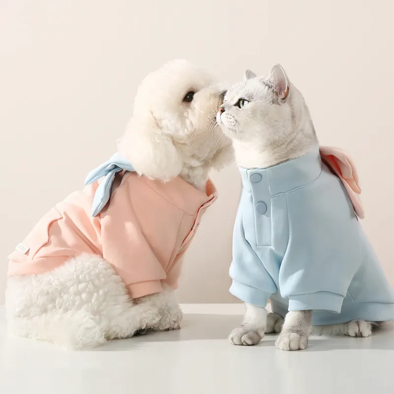 UFBemo Pet Costume, Bowknot Sweatshirt Blue-1
