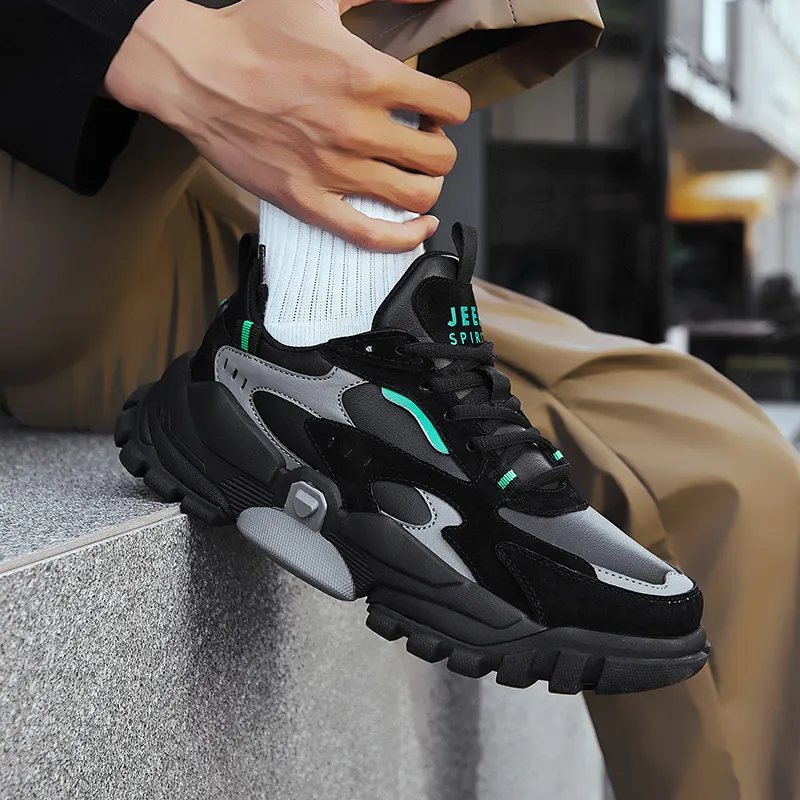 JEEP SPIRIT Cushioning Anti-Slip Wear-Resistant Water-Resistant Coverage Low-Top Casual Shoes Men's Black-10