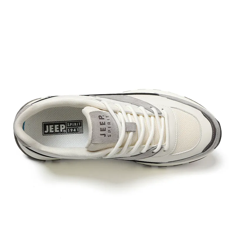 JEEP SPIRIT Cushioned Anti Slip Wear Resistant Lightweight Height Increasing Low Top Casual Shoes Men's Light Sandy-4