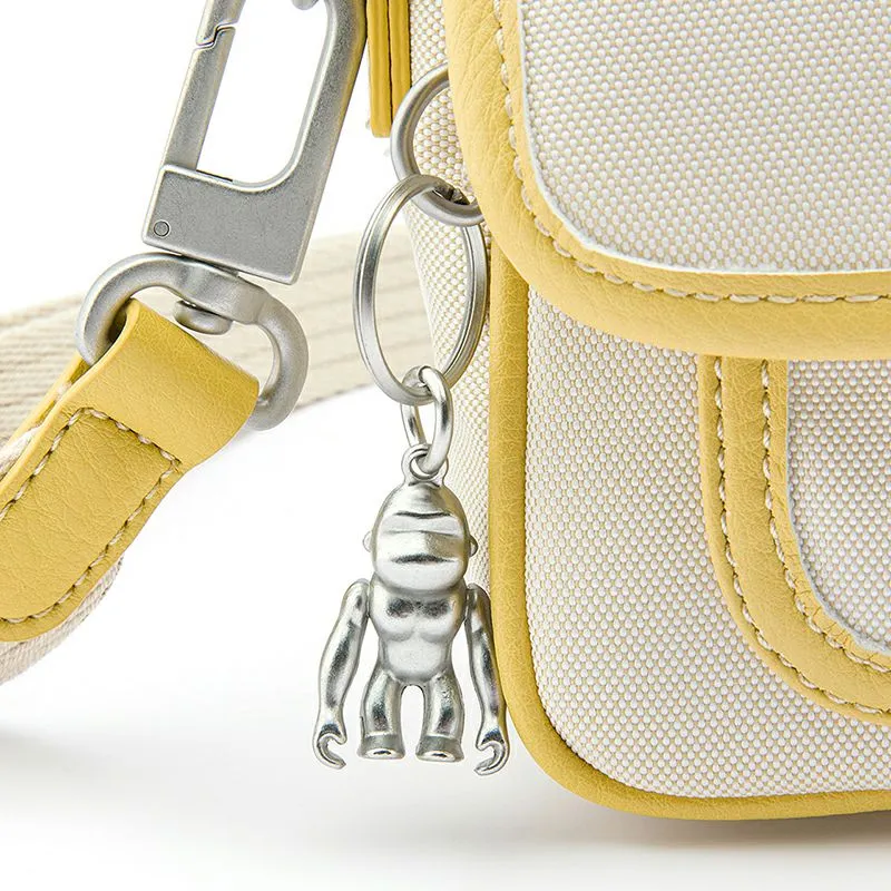 Kipling Polyester Crossbody Bag Small Size Unisex Beige & Yellow-4
