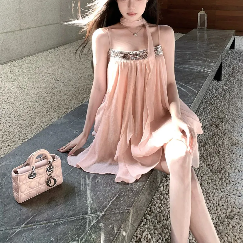 CPAURA Slip Dresses Women's Pink-6