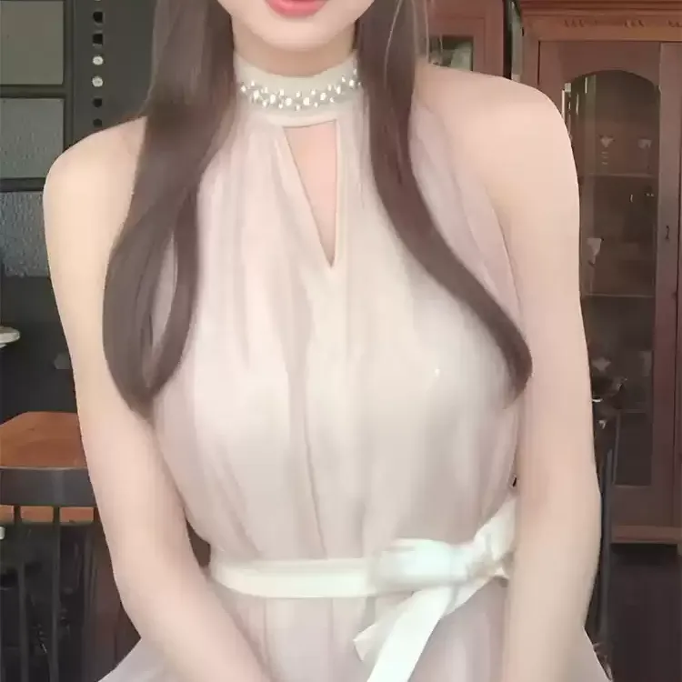 CPAURA Sleeveless Dress Women's Pink+Bowknot Hair Tie Comes With-4