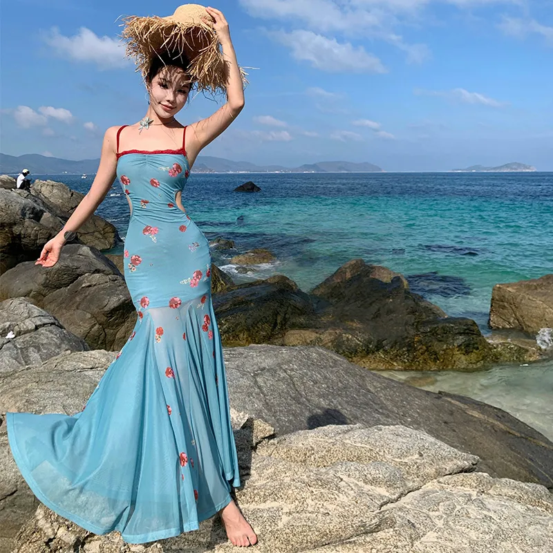 CPAURA Slip Dresses Women's Blue+Bowknot Hair Tie Comes With-6