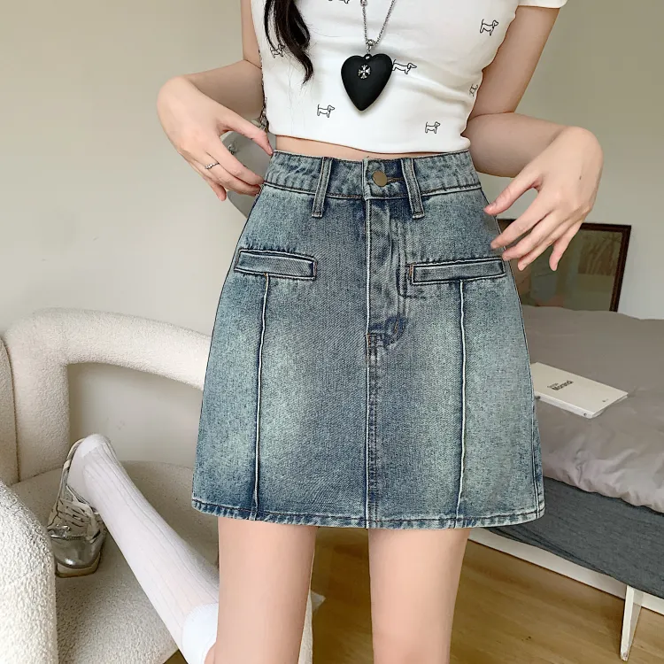 CPAURA Denim Short Skirts Women's-3