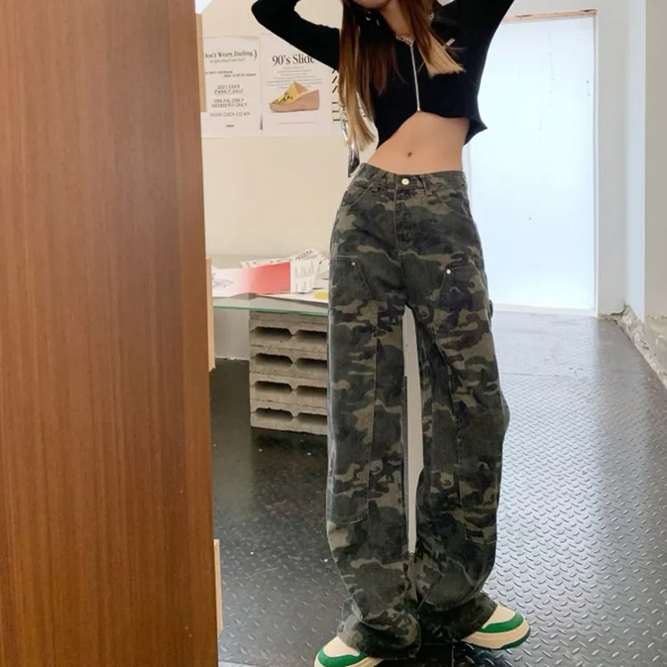 CPAURA Jeans Women's Camouflage-4