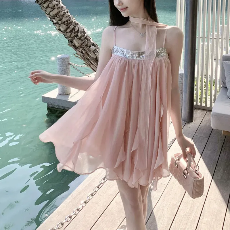 CPAURA Slip Dresses Women's Pink-3