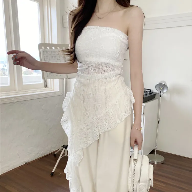 CPAURA Strapless Top Women's Apricot+Bowknot Hair Tie Comes With-6