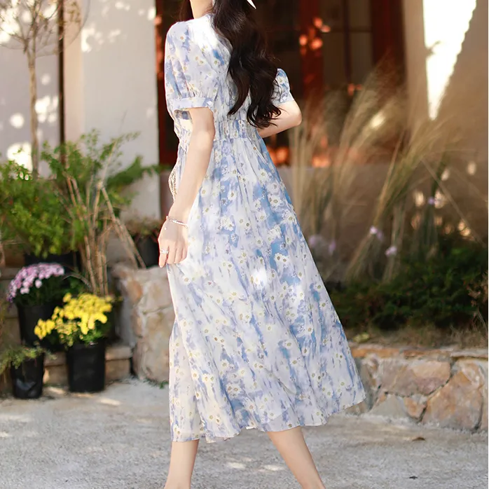 CPAURA Short Sleeved Dresses Women's Blue-2