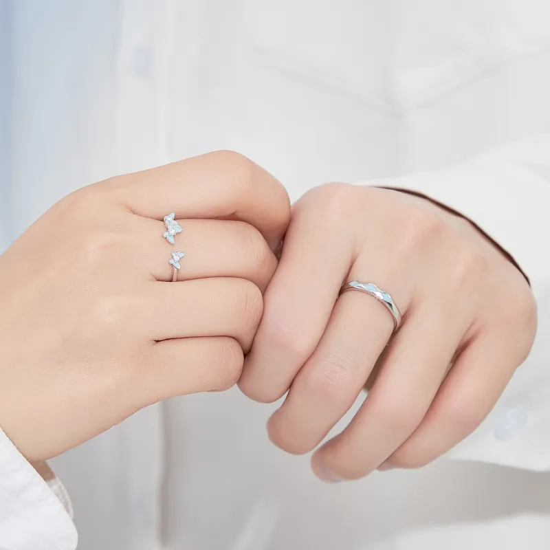 Lao Feng Xiang S925 Silver Ring Pair Unisex-4