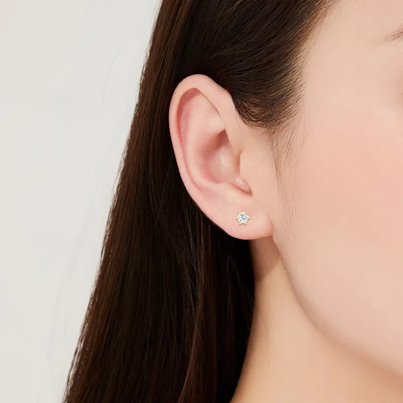 Lao Feng Xiang S925 Silver Stud Earrings Women's-4