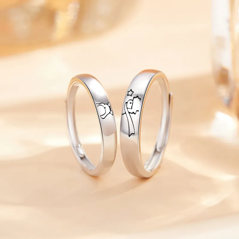 Lao Feng Xiang S999 Fine Silver Ring Pair Unisex-10