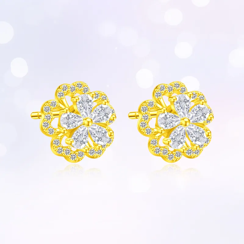 Lao Feng Xiang S925 Silver Stud Earrings Women's-10