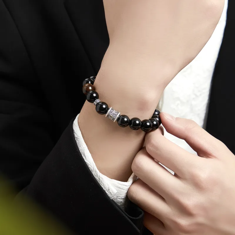 Lao Feng Xiang Natural Obsidian Bracelets Men's-6