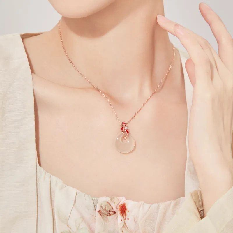 Lao Feng Xiang Chalcedony Jade Necklace For Women's Women's-6