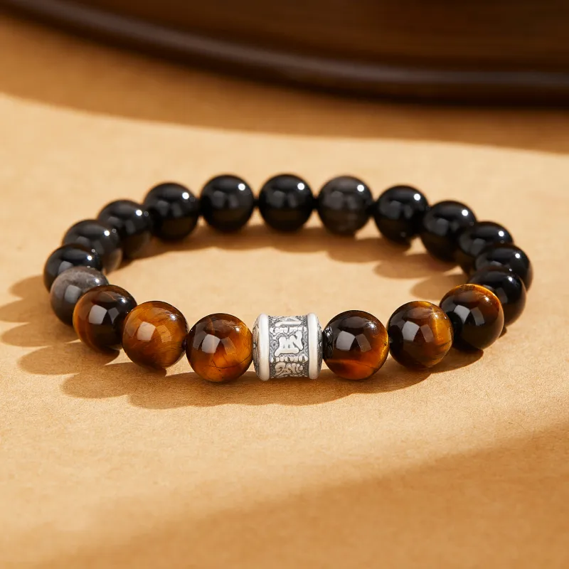 Lao Feng Xiang Natural Obsidian Bracelets Unisex-3