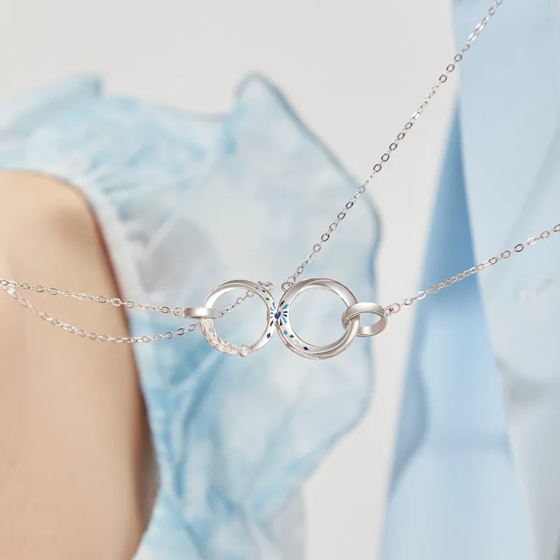 Lao Feng Xiang S925 Silver Necklace Pair Unisex-8
