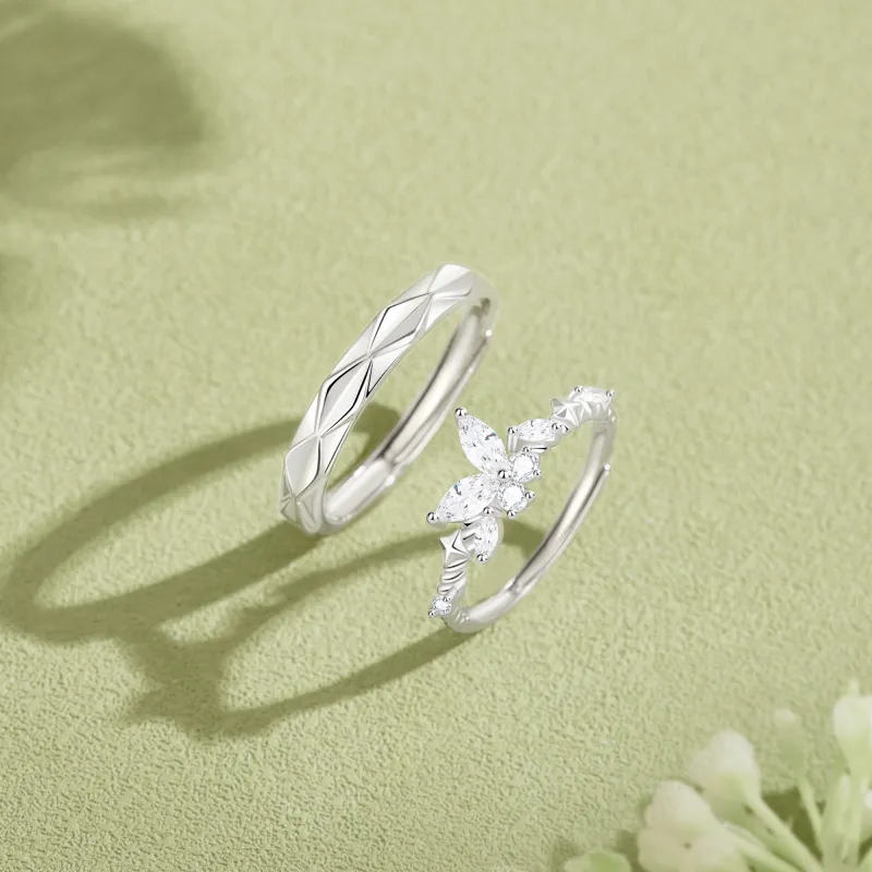 Lao Feng Xiang S925 Silver Ring Pair Unisex-1