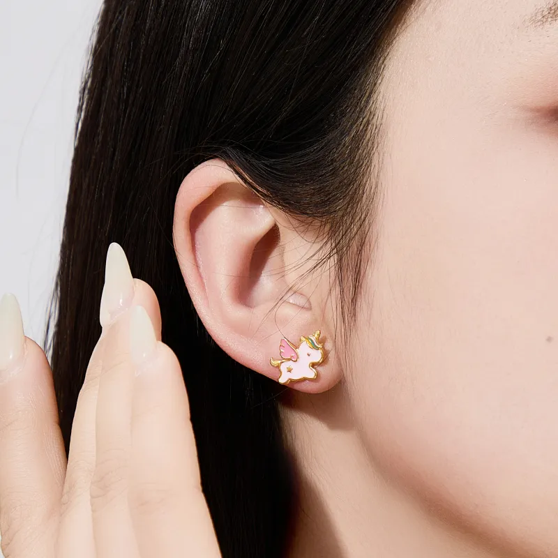 Lao Feng Xiang S925 Silver Stud Earrings Women's-6