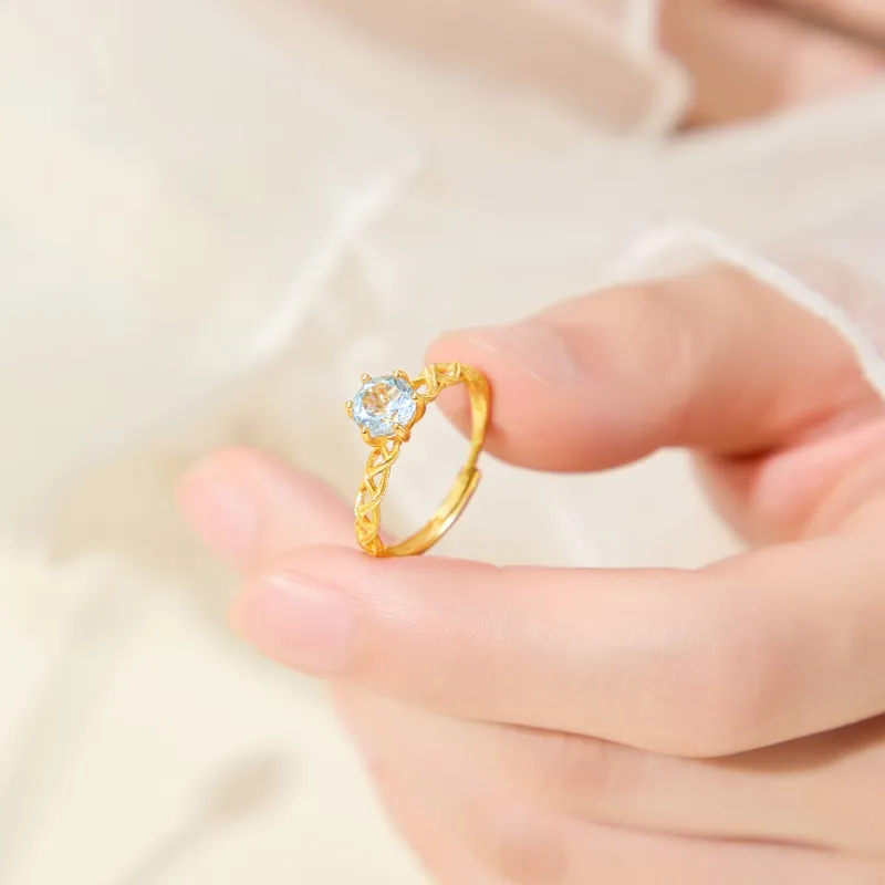 Lao Feng Xiang Natural Topazes Rings Women's-4
