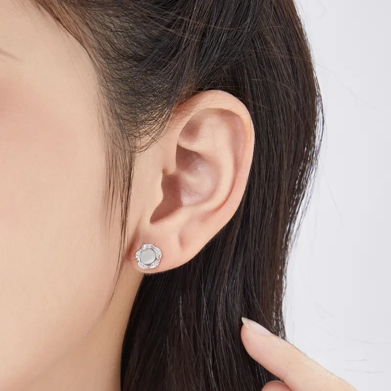 Lao Feng Xiang S999 Silver Sterling Silver Stud Earrings Women's-2