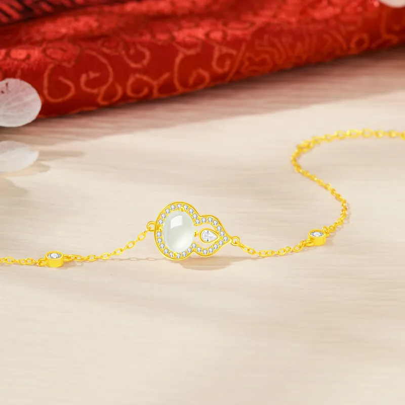 Lao Feng Xiang Hetian Jade Bracelets White Jade Women's-3