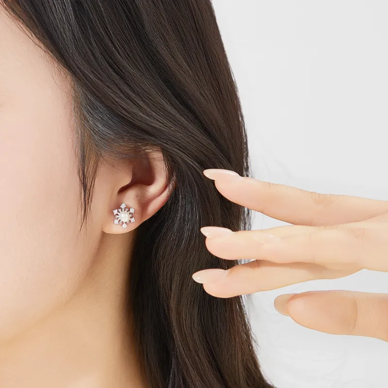 Lao Feng Xiang 925 Sterling Silver Stud Earrings Women's-6