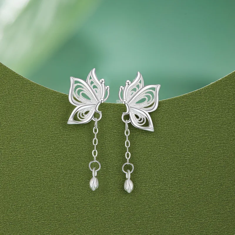 Lao Feng Xiang 999 Fine Silver Earrings Women's-1
