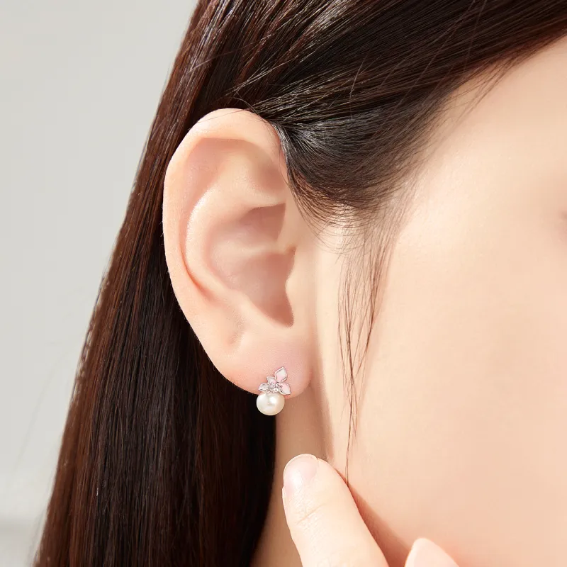 Lao Feng Xiang Pearl Stud Earrings Women's-6