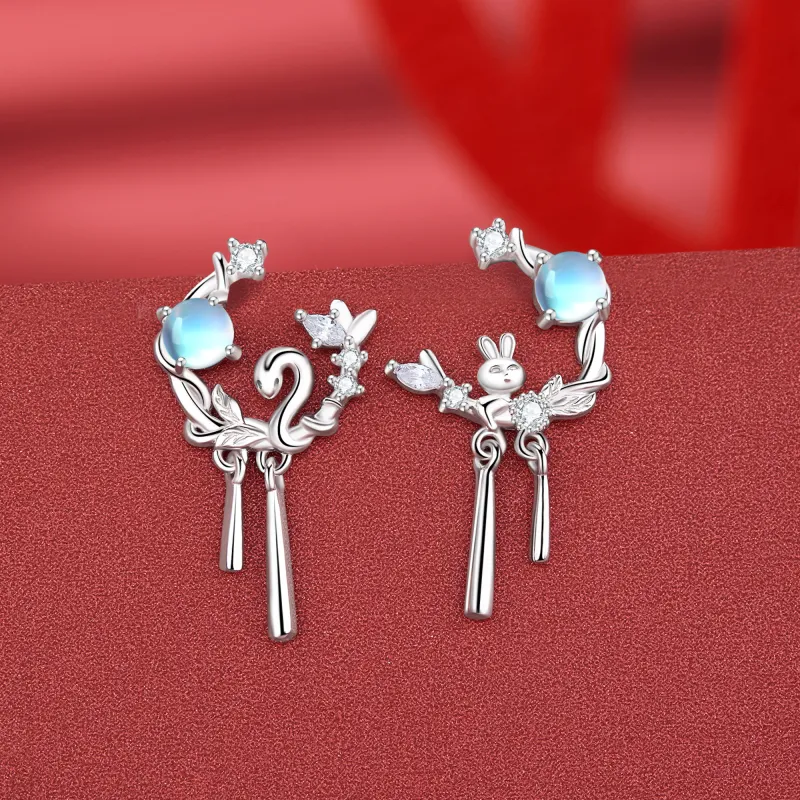 Lao Feng Xiang S925 Sterling Silver Stud Earrings For Women's Women's-3
