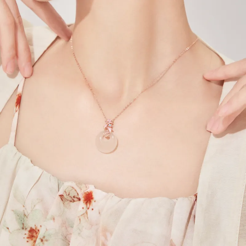 Lao Feng Xiang Chalcedony Jade Necklace For Women's Women's-9
