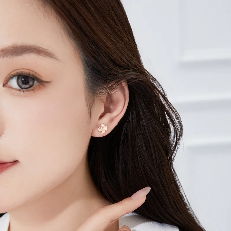 Lao Feng Xiang S925 Silver Stud Earrings Women's-5