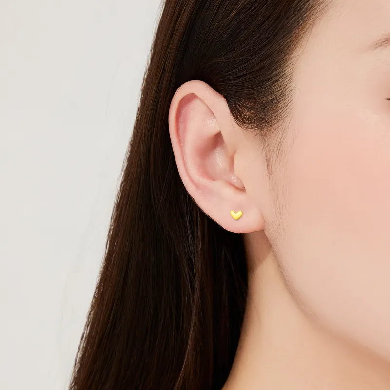 Lao Feng Xiang S999 Fine Silver Stud Earrings Women's-2