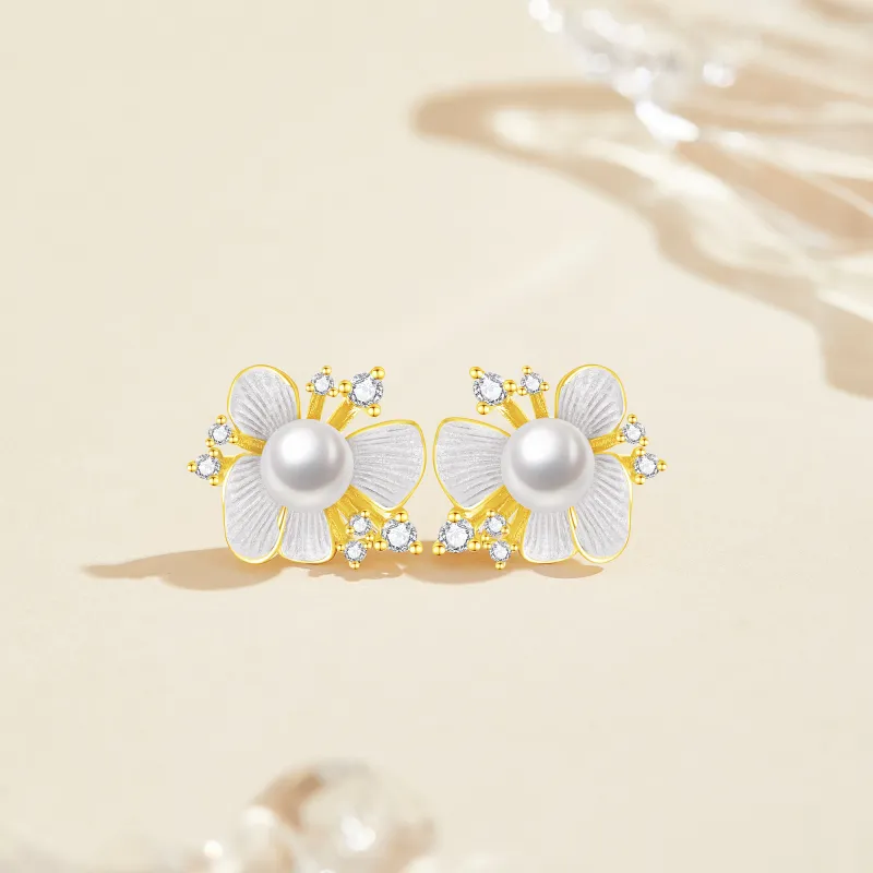 Lao Feng Xiang S925 Silver Stud Earrings Women's-3