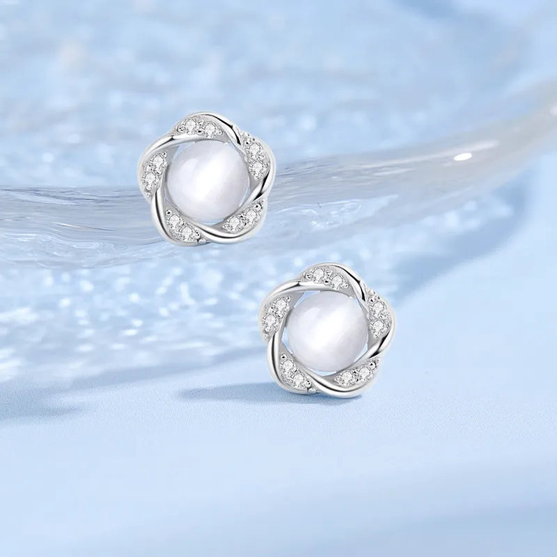 Lao Feng Xiang S999 Silver Sterling Silver Stud Earrings Women's-4