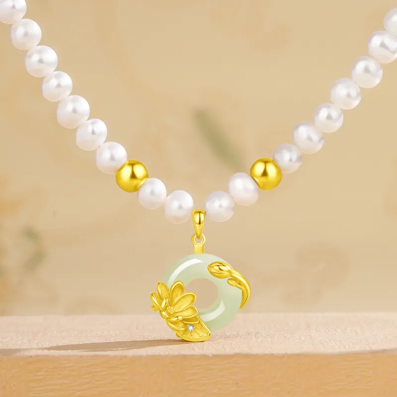 Lao Feng Xiang Pearl Necklaces Women's-5