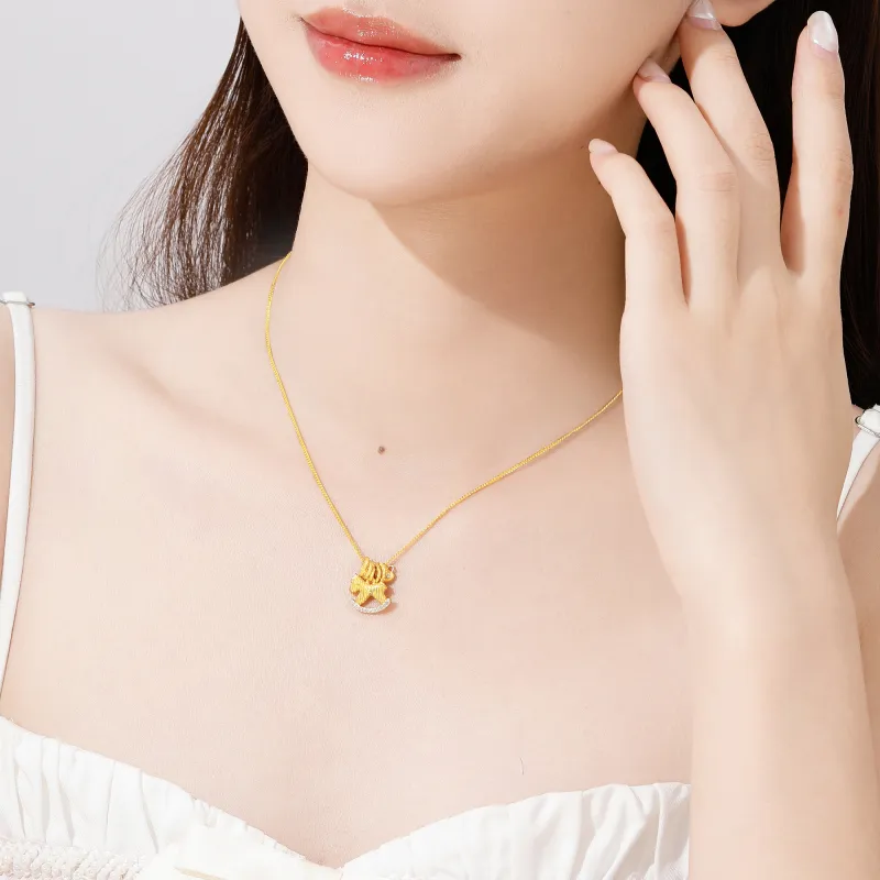 Lao Feng Xiang S925 Silver Necklaces Women's-6