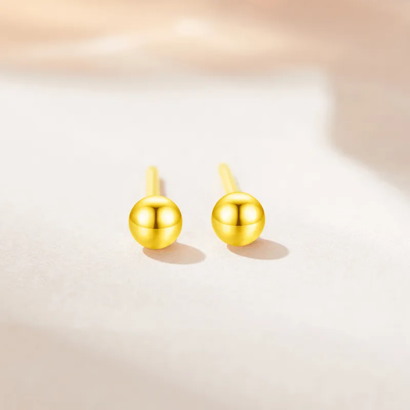 Lao Feng Xiang 999 Fine Silver Stud Earrings Women's-5