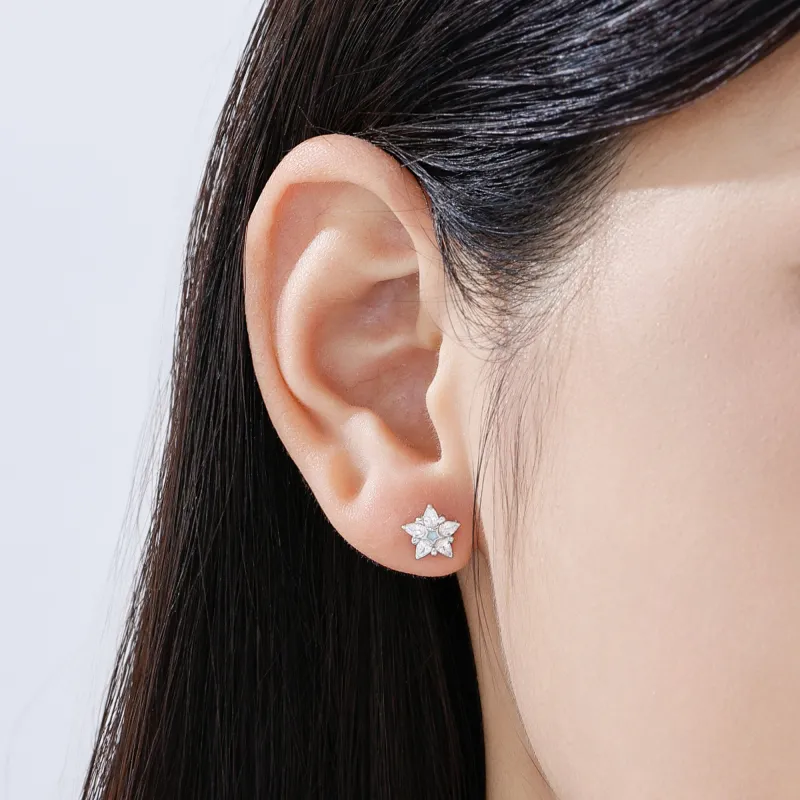Lao Feng Xiang S925 Silver Stud Earrings Women's-3