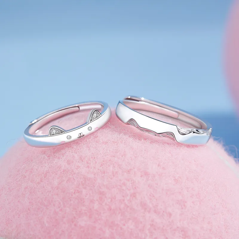 Lao Feng Xiang S925 Sterling Silver Ring Pair Unisex-3